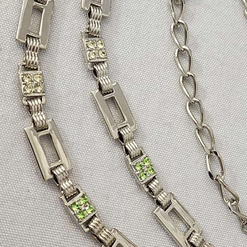 Silver Rectangle Chain Link with Color Crystals Belt - Picture 4 of 9